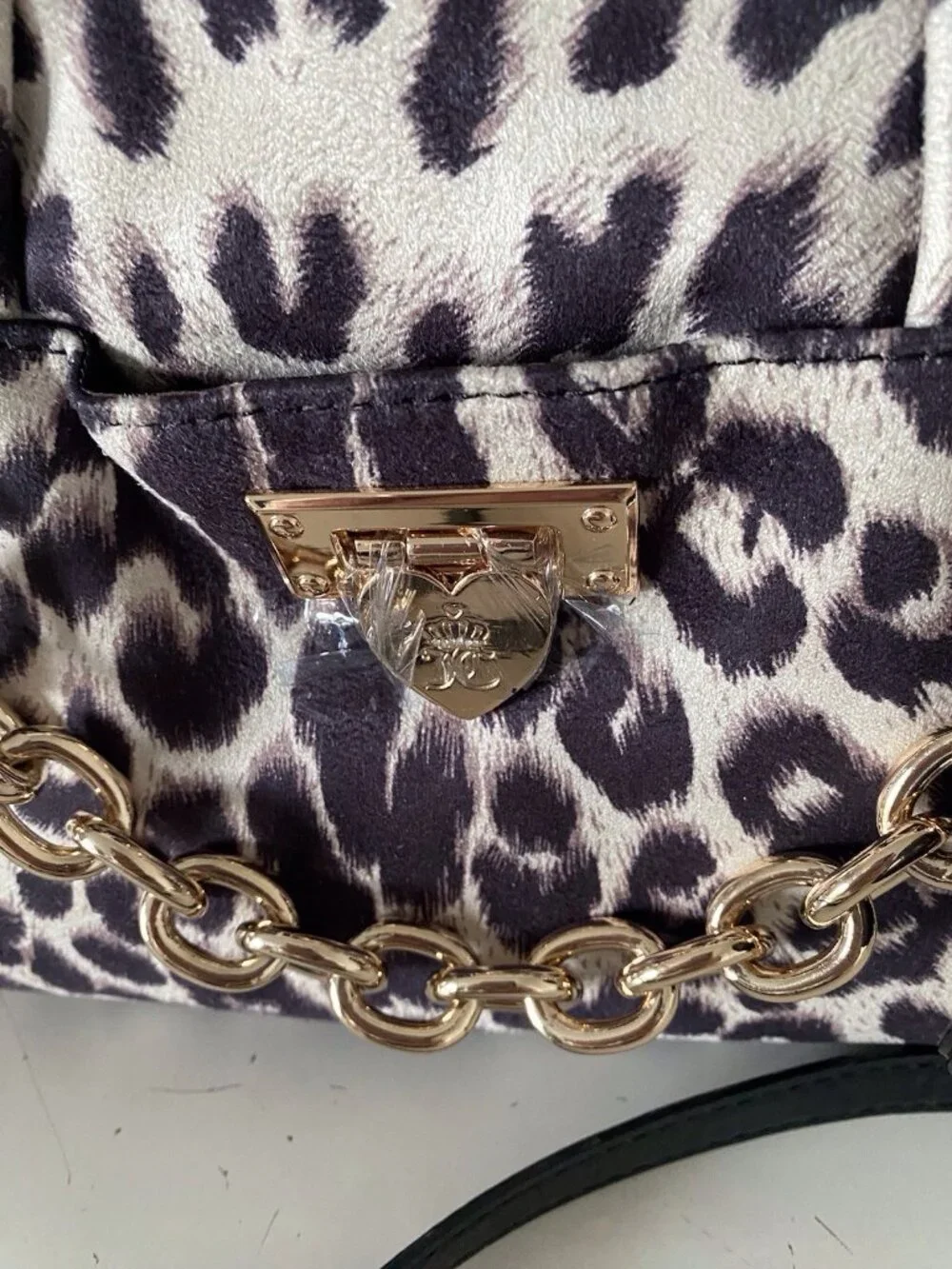 Juicy Couture Fashionable Juicy Satchel Bag Crossbody W/Charm Snow Leopard NEW